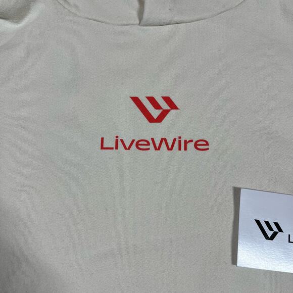 Live wire Big Type Cream Pullover Hoodie Men’s Sz L New - Picture 4 of 7